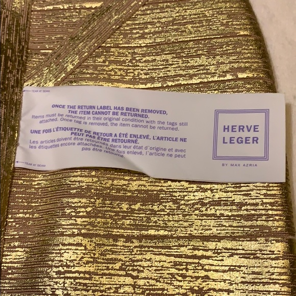 Herve Leger Ari Gold Bandage Dress- NWT - Picture 6 of 6